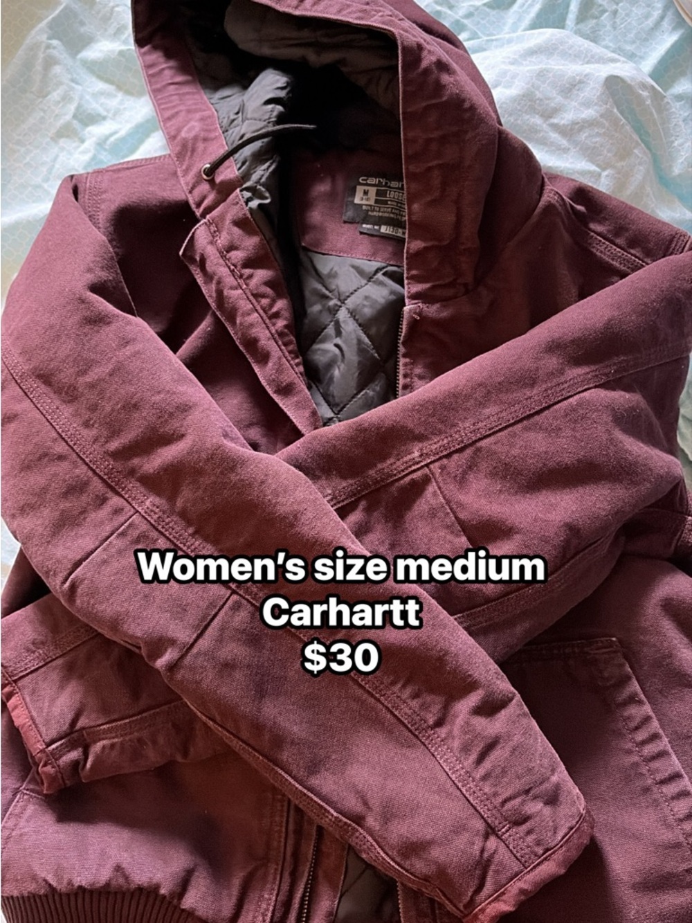 Carhartt Women's Hooded Utility Jacket in Burgundy